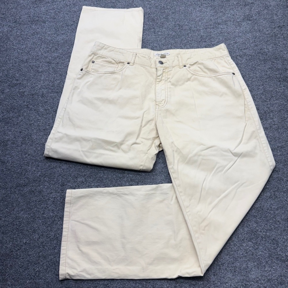 Peter Millar Mens 34 Pale Yellow 5-Pocket Straight Leg Pants Cotton Stretch Trim